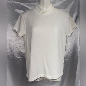 NWT Womens White Mock Turtleneck Top by Chrysantheme sz Small